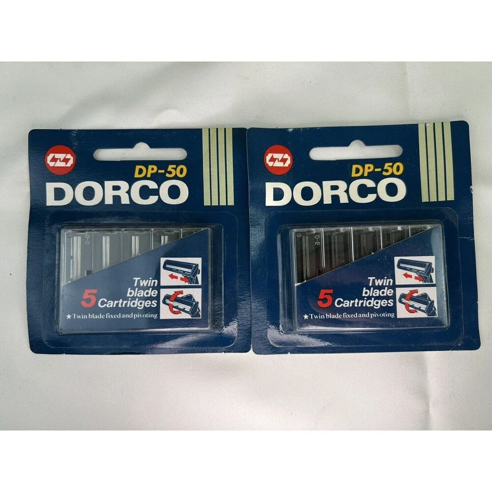 Vintage Dorco 5 Twin Blades Cartridges DP-50 Razor Blades Refill 2‎ Packs